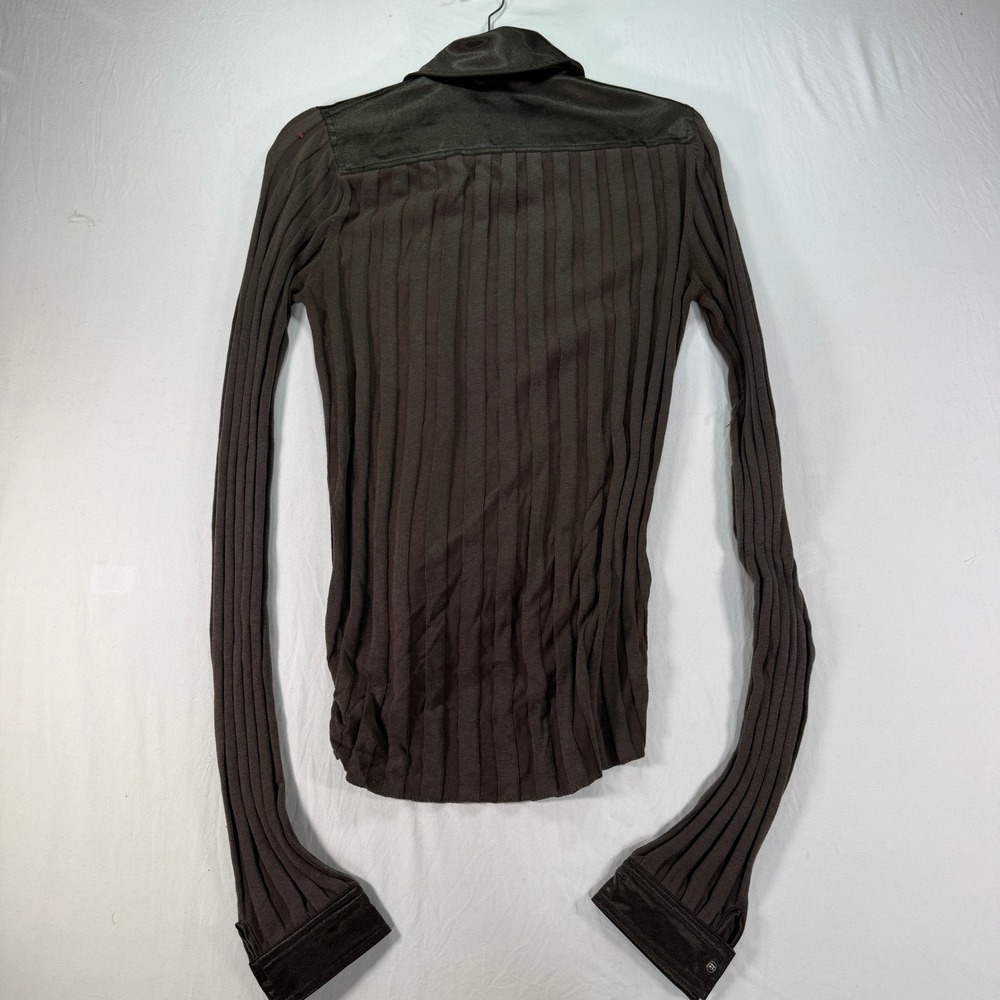 Cabi Brown Ribbed Silk Blend Full Zip Sweater Jacket Women's XS Mixed Media - Picture 9 of 9